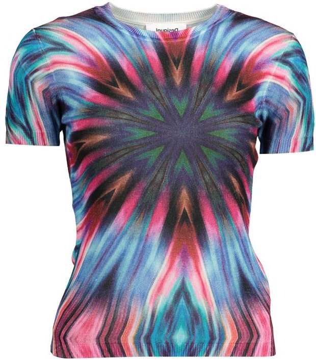 Abstrakter Strickpullover mit Kurzarm