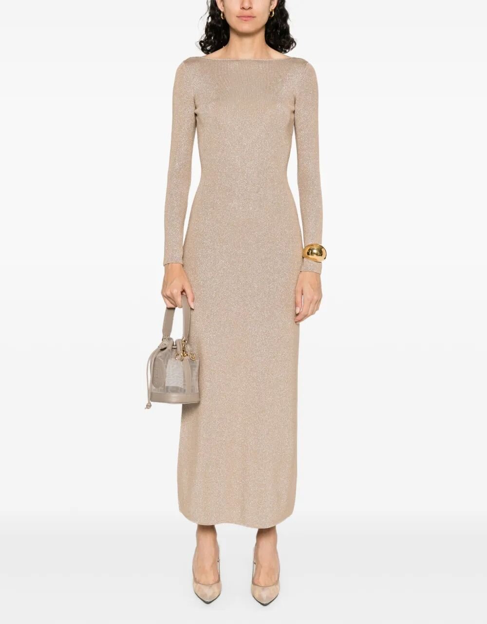 Slim Fit Viskose- und Lurex-Kleid