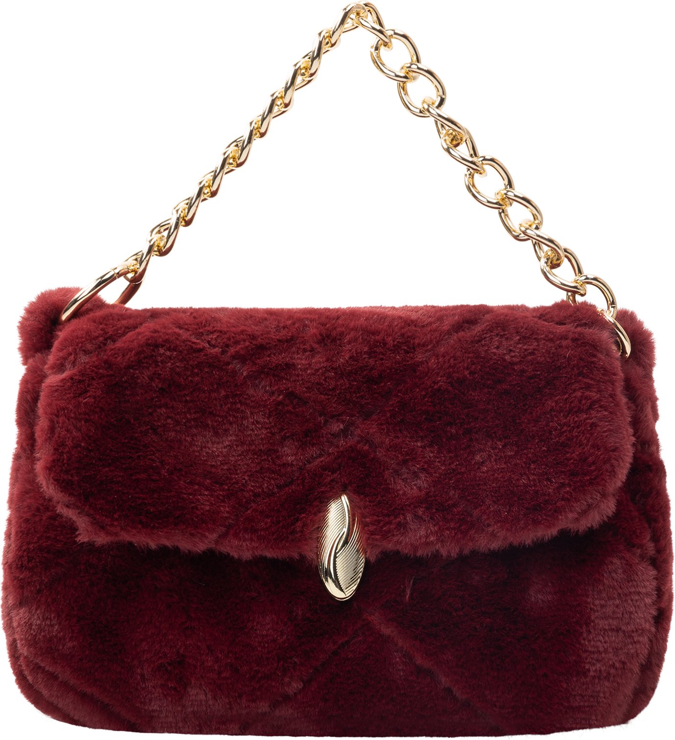 Faina Schultertasche aus Kunstfell Damen weinrot