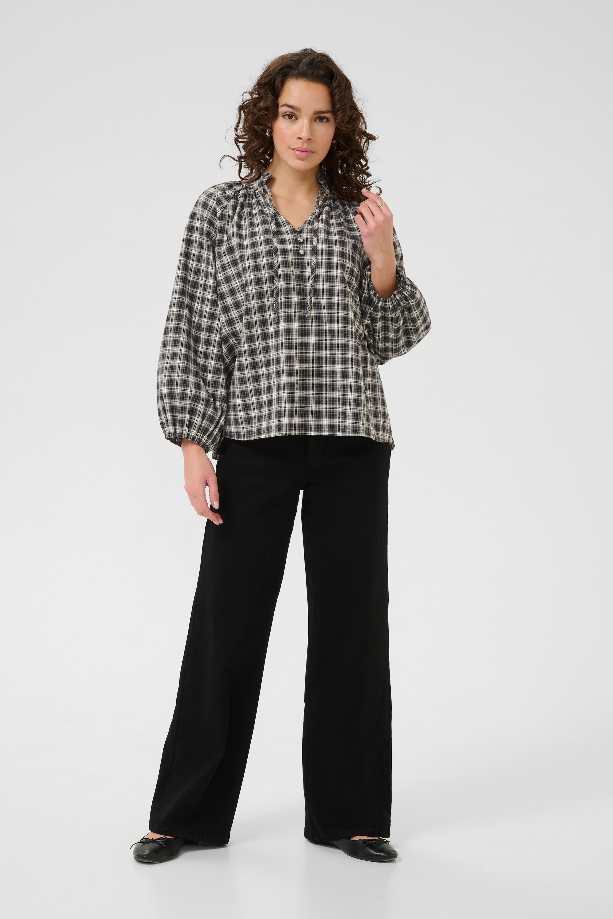 Kurzarm-Bluse KAelna Loose fit black darkgrey