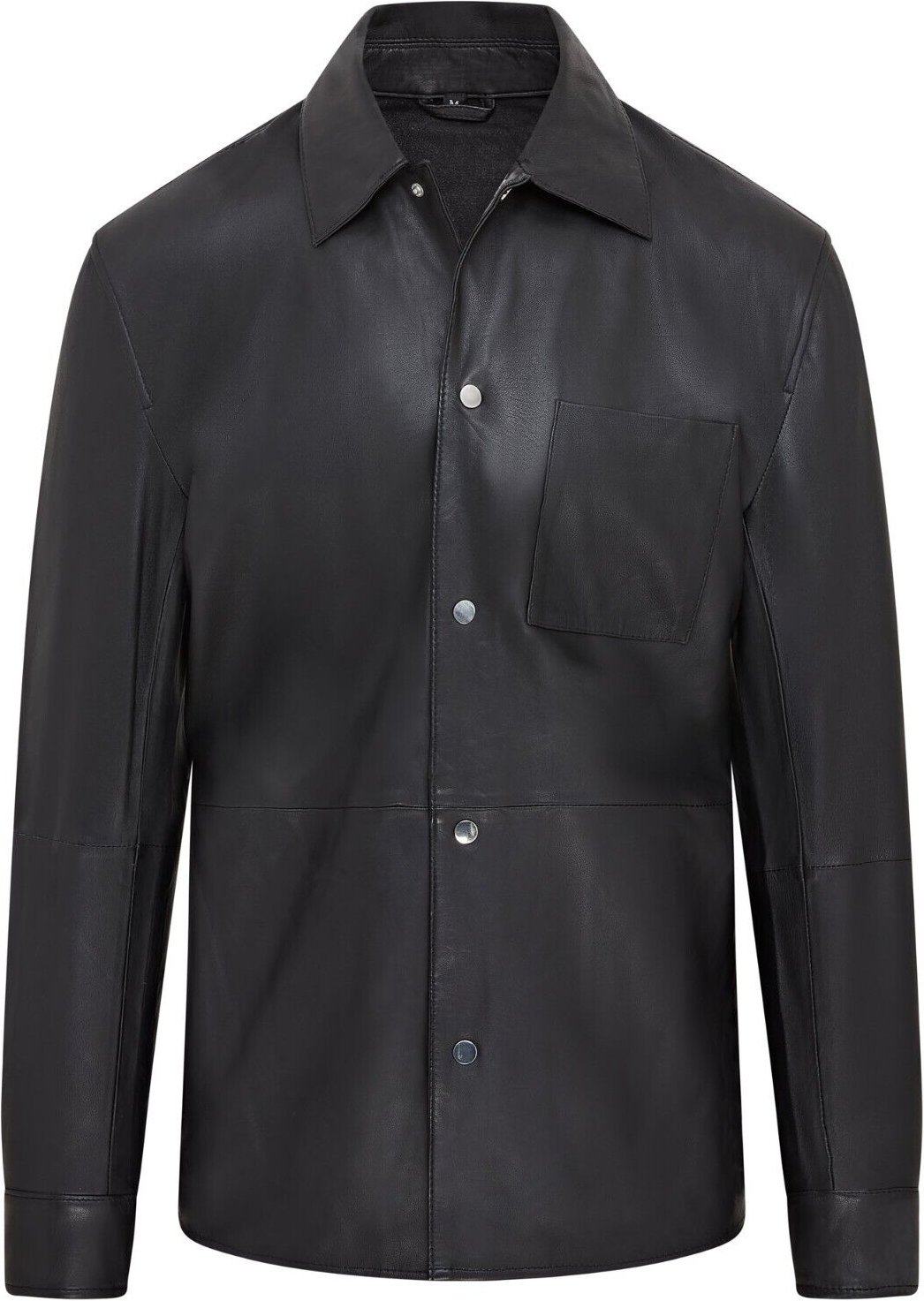 Schwarze, ungef�tterte Trucker-Western-Hemdjacke aus Leder f�r Herren - Abilene