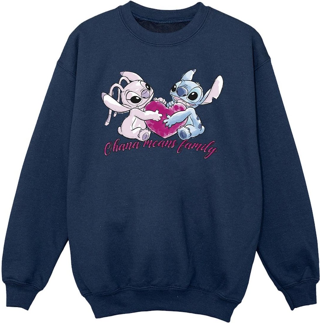 Disney - "Lilo And Stitch Ohana Heart With Angel" Sweatshirt für Mädchen (Marineblau)