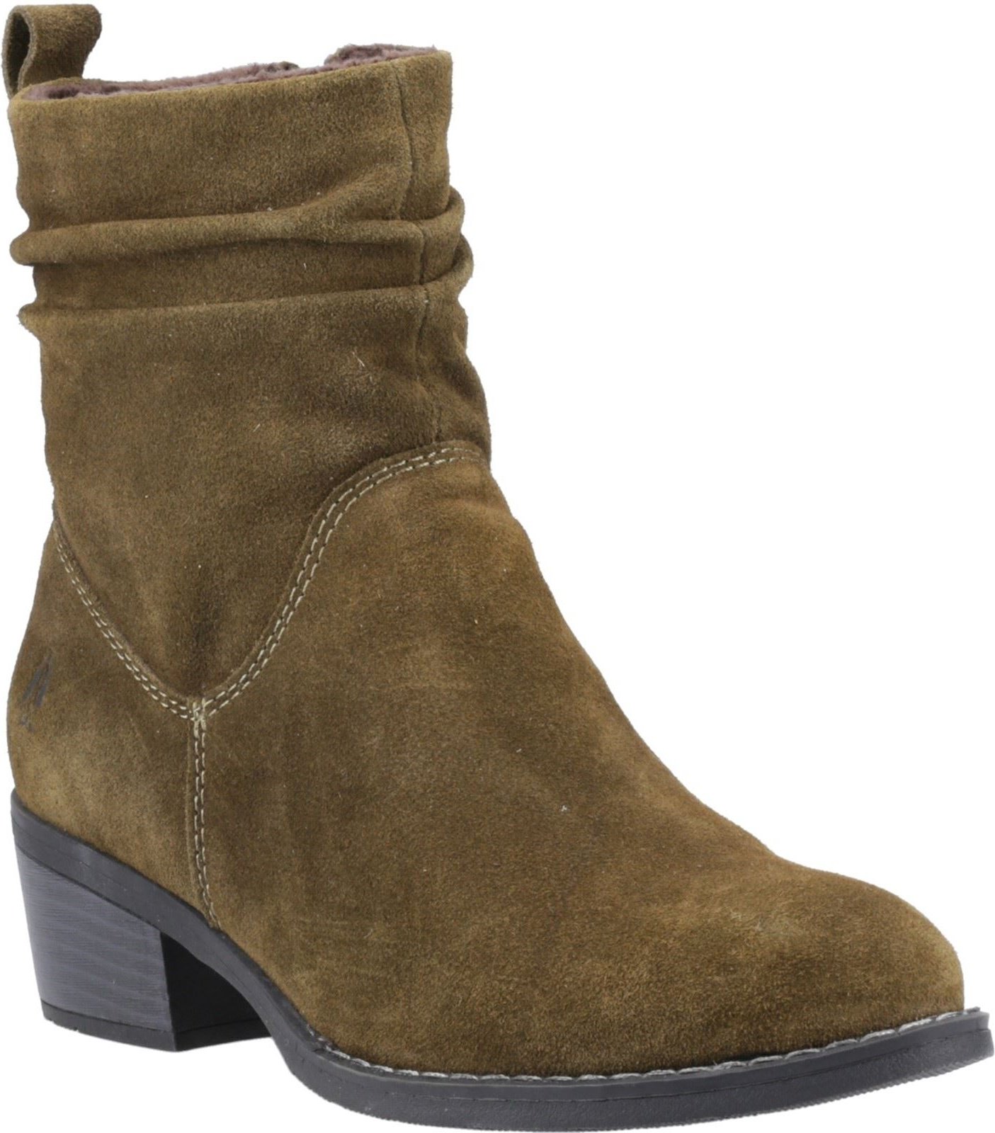 Hush Puppies Iris Veloursleder Damen Khaki Stiefeletten mit Absatz