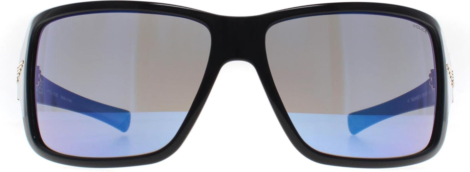 Police Square Herren Glänzend Schwarz Smoke Mirror Blau SPLN37M Tailwind 5