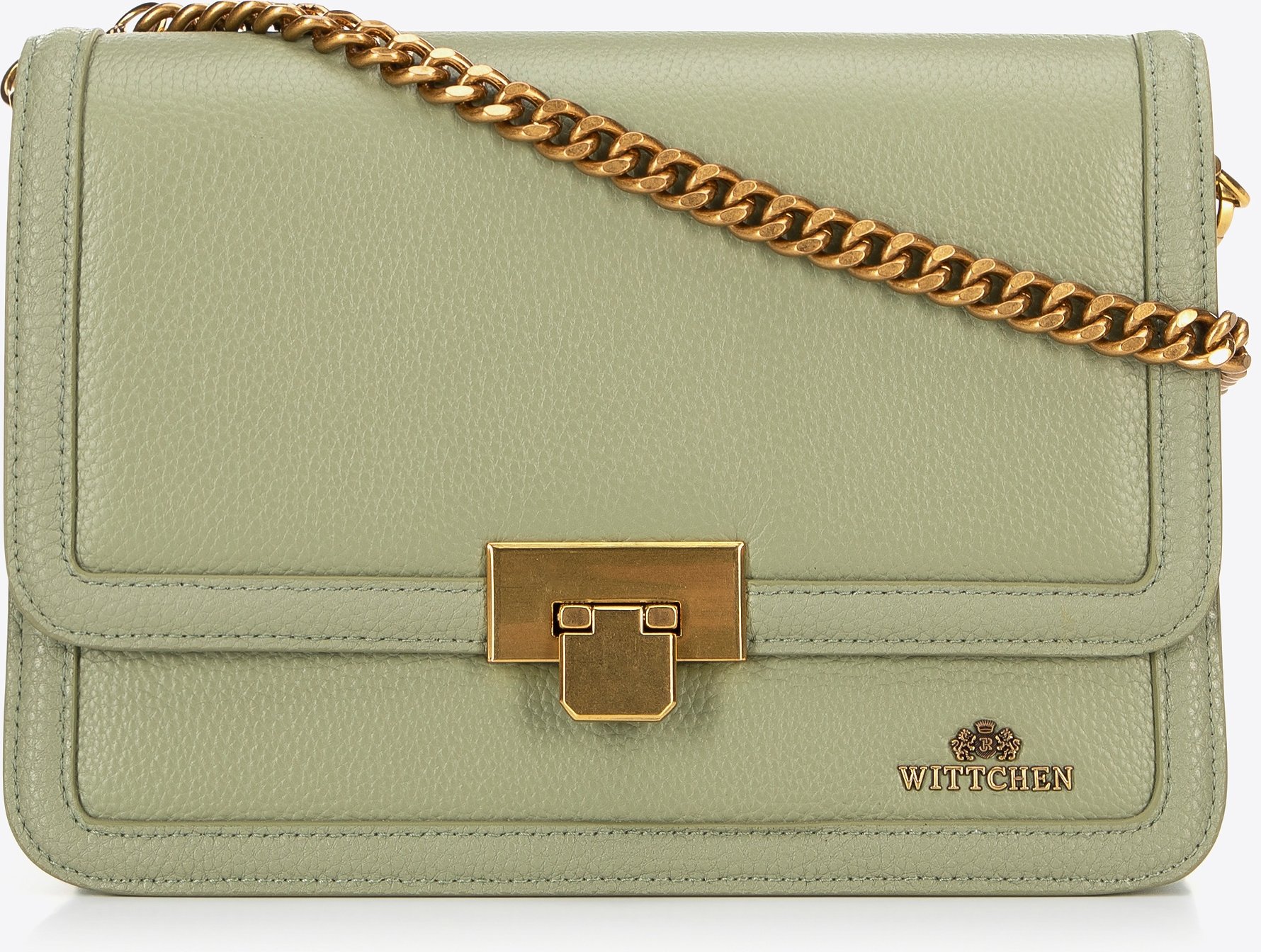 Wittchen Damen-Umhängetasche aus Leder mit Kette, Pistazie, Naturleder