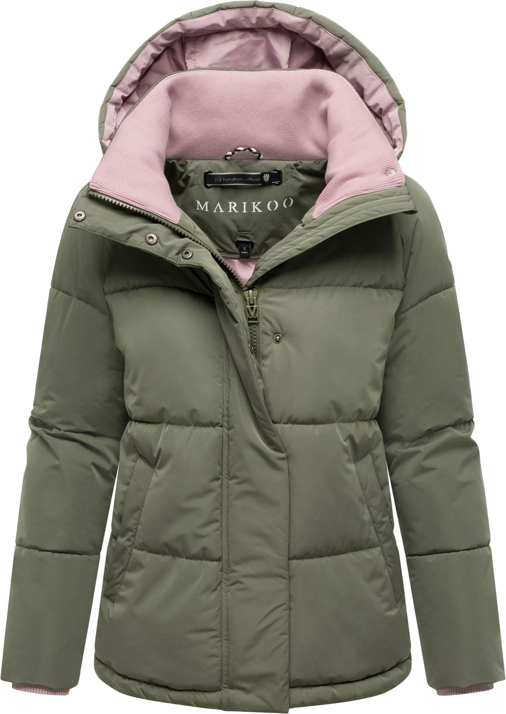 Marikoo Damen Steppjacke Omariaa mit Colorblocking & abnehmbarer Kapuze
