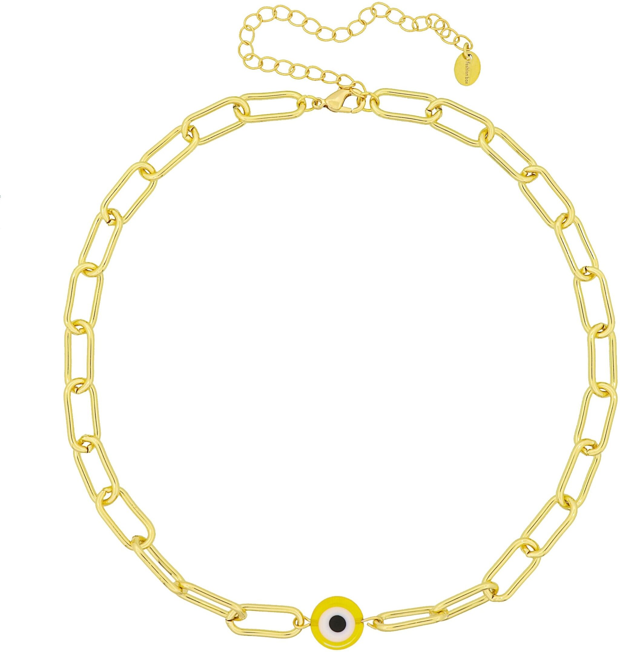 Fashionbox Kette Messing vergoldet mittig Auge gelb