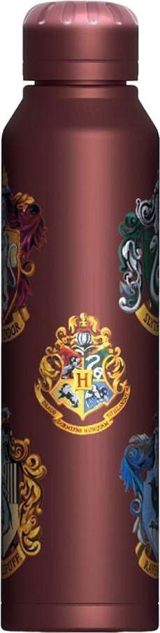 Harry Potter - Wasserflasche, Wappen, Metall Set (Weinrot/Gold/Silber)
