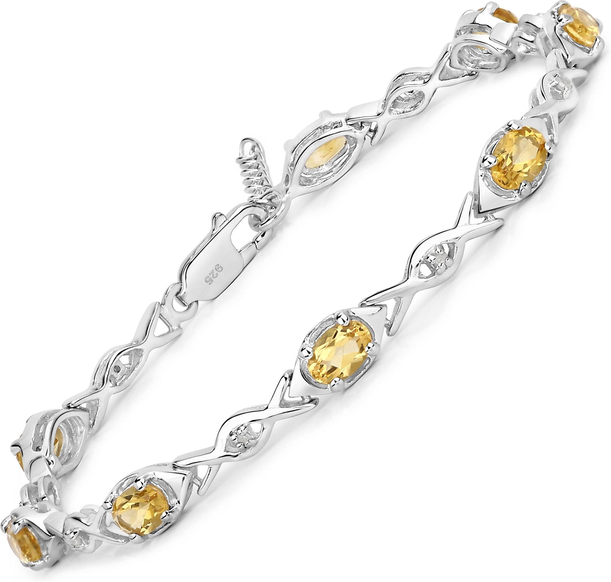 Vira Jewels Armband 925-Sterling Silber rhodiniert Glänzend Citrin orange