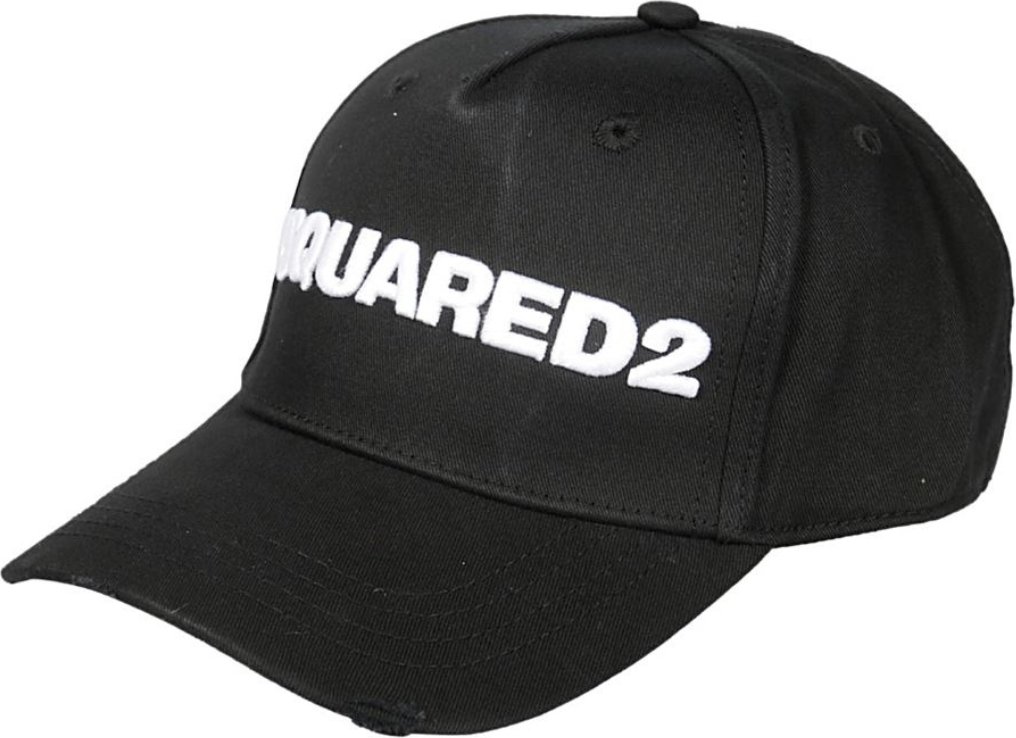 DSQUARED2 Weißes gesticktes Logo Schwarzes Cap