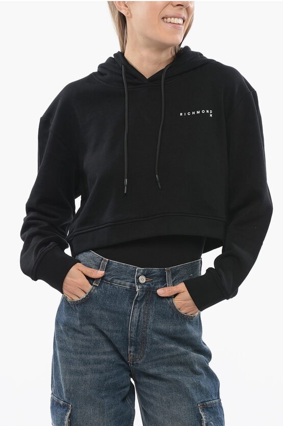 PISTIL Kurzes Sweatshirt mit geprägtem Logo in Schwarz
