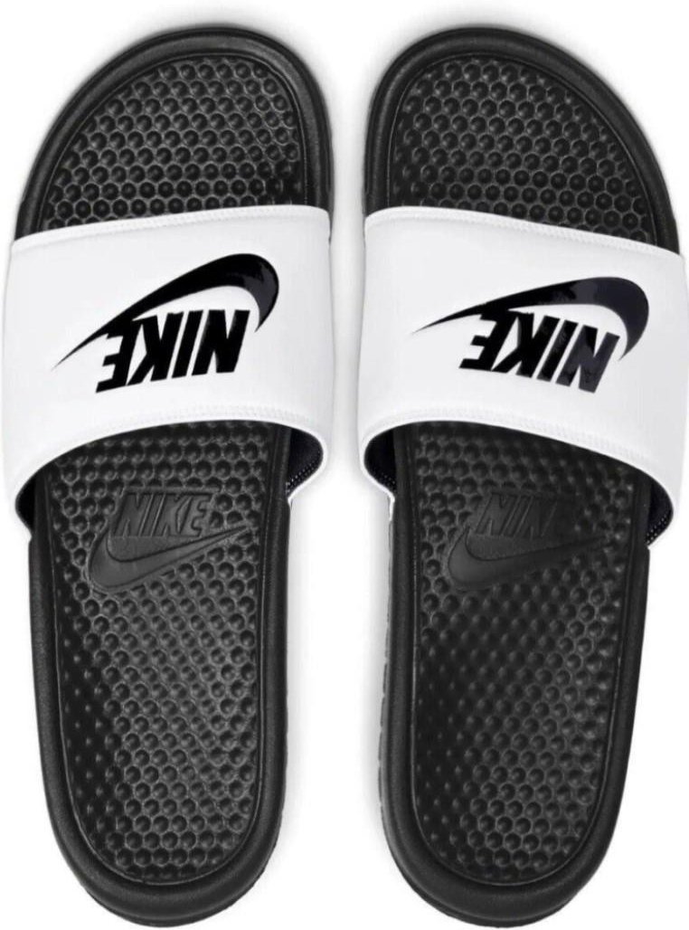Thumbnail - Nike Benassi Slip On Sliders in Weiß/Schwarz