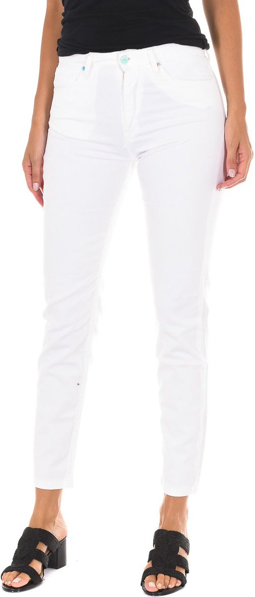 Lange Jeanshose mit schmal geschnittenem Saum 10DB50281-B075 woman