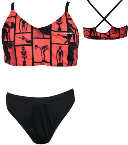 Maru Black Fluro Peach Womens Bikini Set