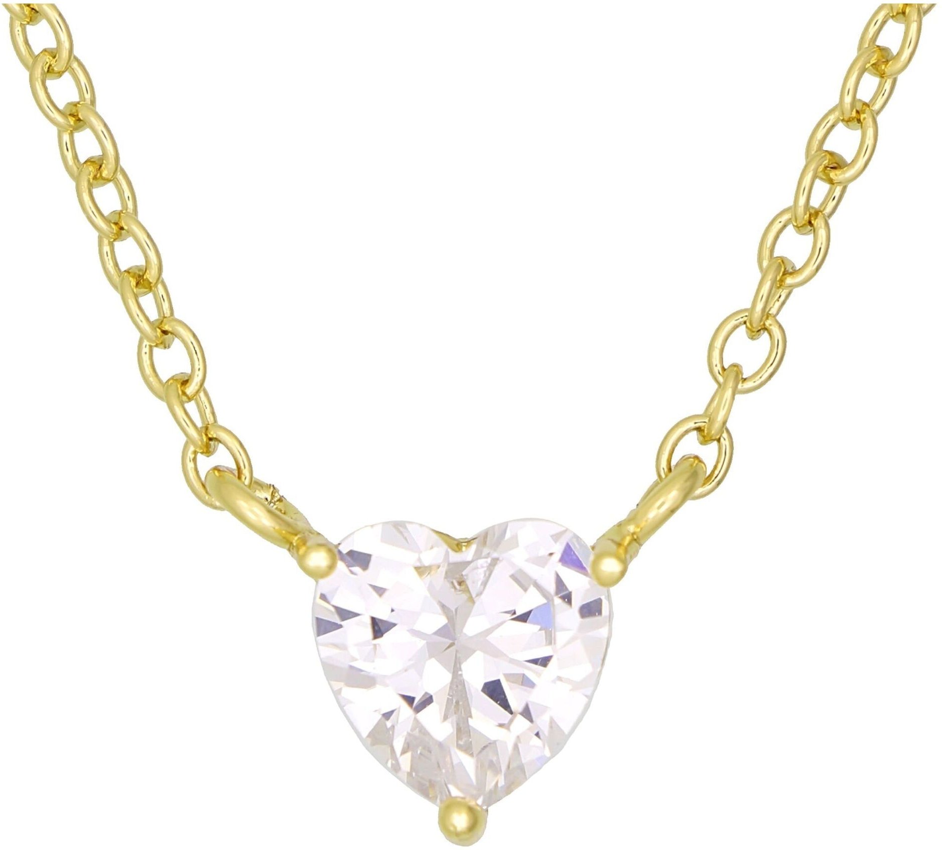 Fashionbox Kette vergoldet mit Herzanhänger Zirkonia weiß