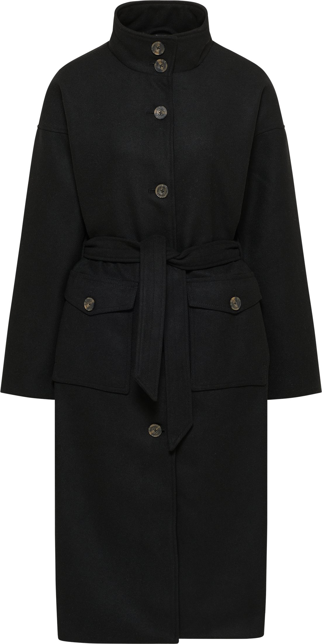 Dreimaster Übergangsmantel aus Wollgemisch Damen Schwarz
