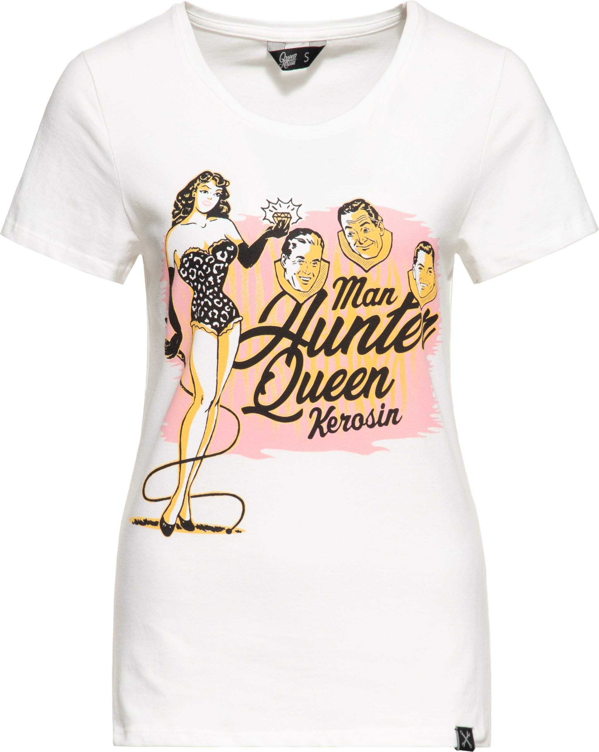 Thumbnail - Queen Kerosin Damen Classic T-Shirt Man Hunter weiß
