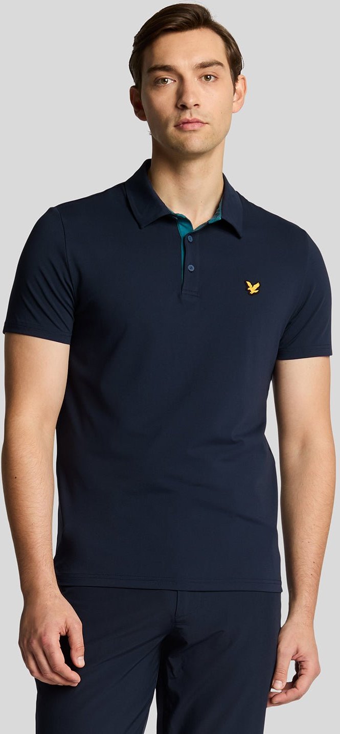 Thumbnail - Lyle & Scott Golf Poloshirt mit kontrastierender Knopfleiste – Marineblau