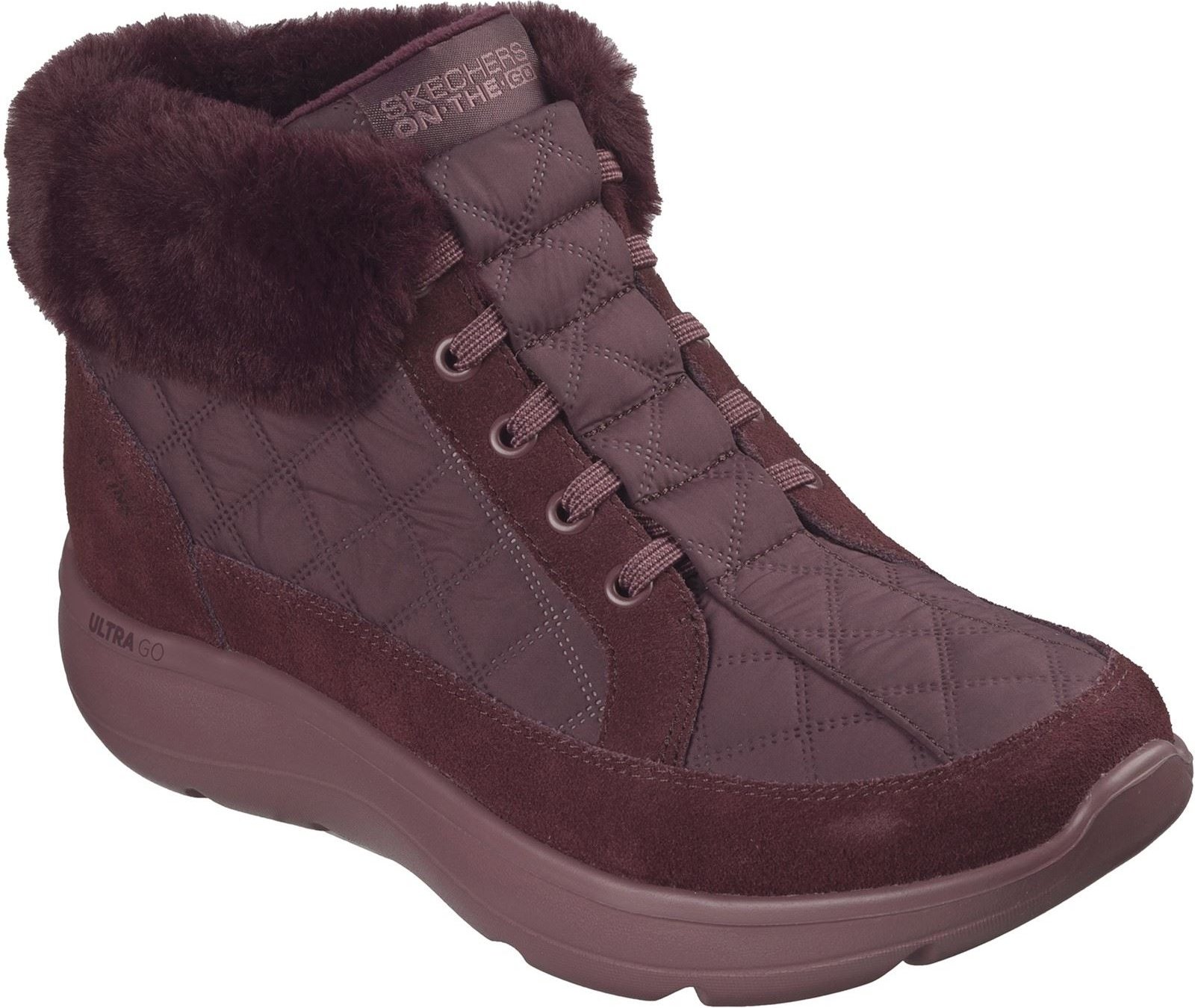 Skechers On-The-Go Encore Elisa Textil Damen Burgunderfarben Winter Stiefeletten