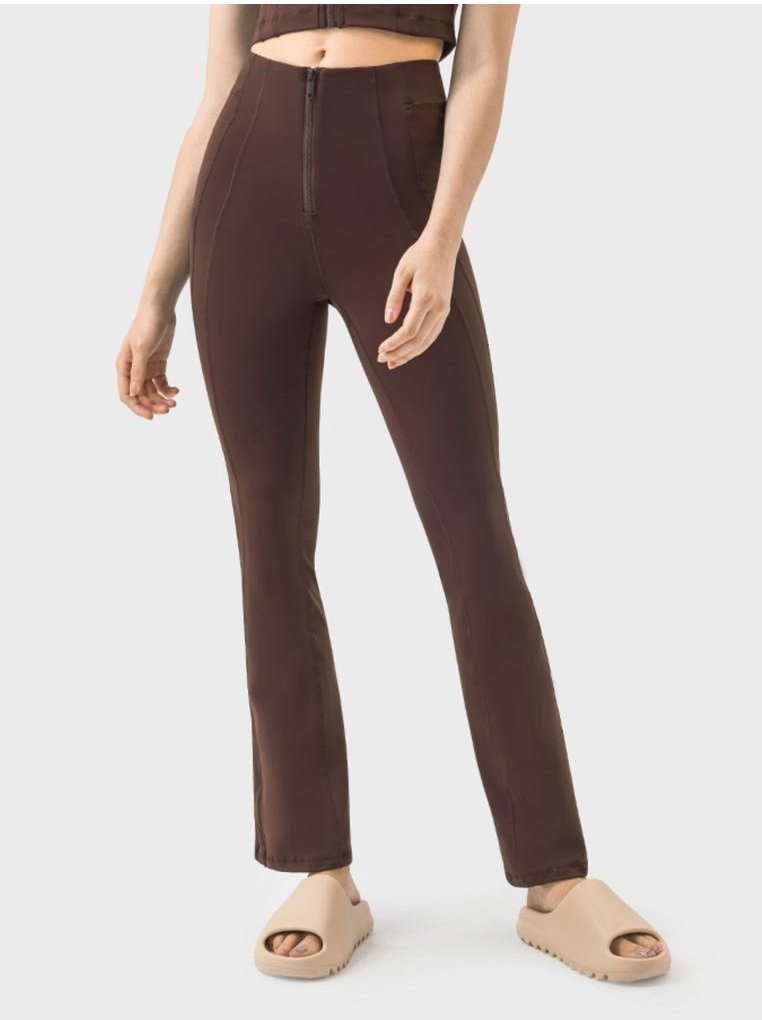 Damen Millennia Reißverschluss-Detail Hohe Taille Sporthose