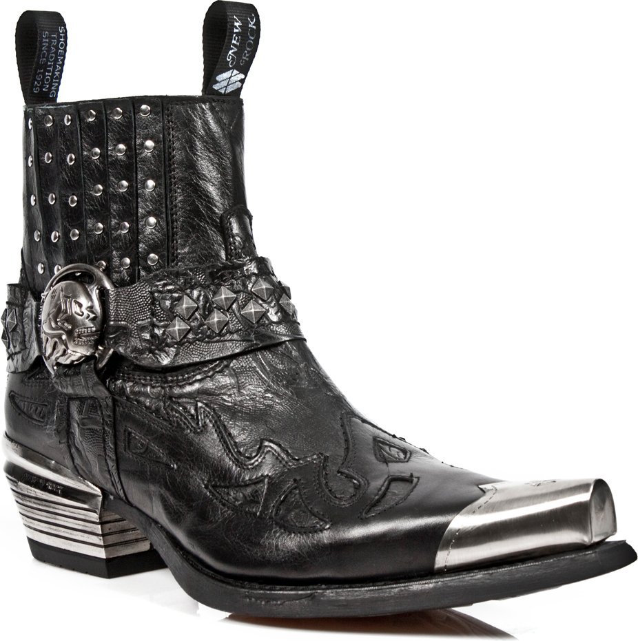 New Rock Gothic-Stiefel aus schwarzem Metall-7950P-S1