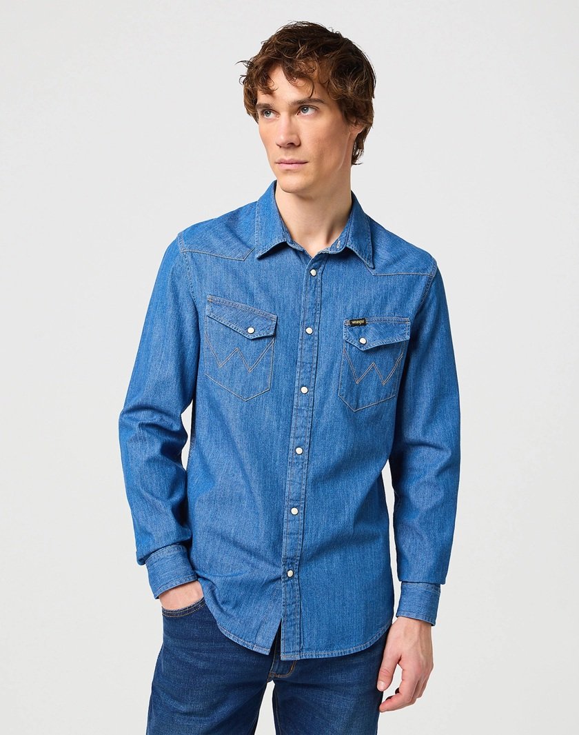 Langarm-Westernhemd MID STONE