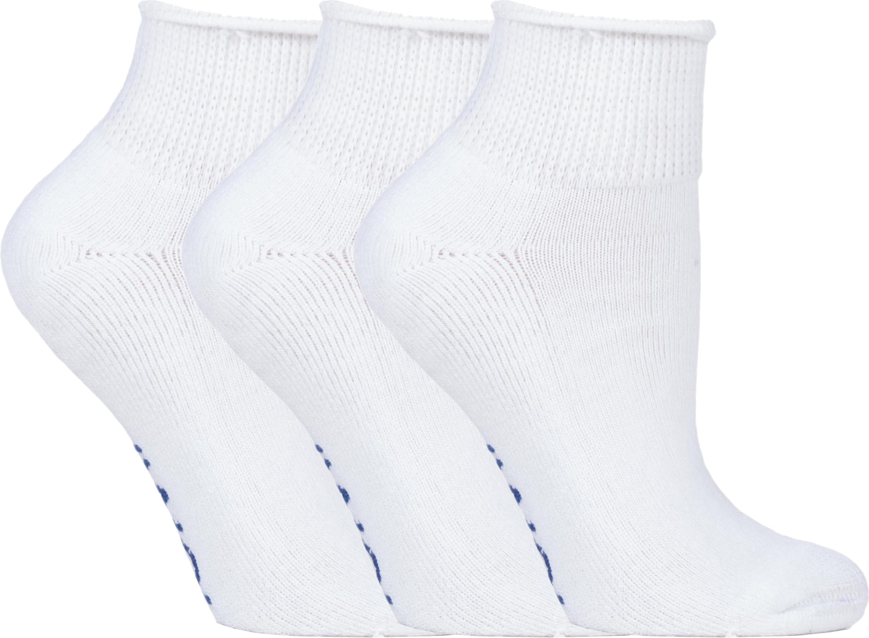 IOMI - 3 Paar Baumwolle gepolstert Diabetiker Socken für geschwollene Füße und Beine - Weiß
