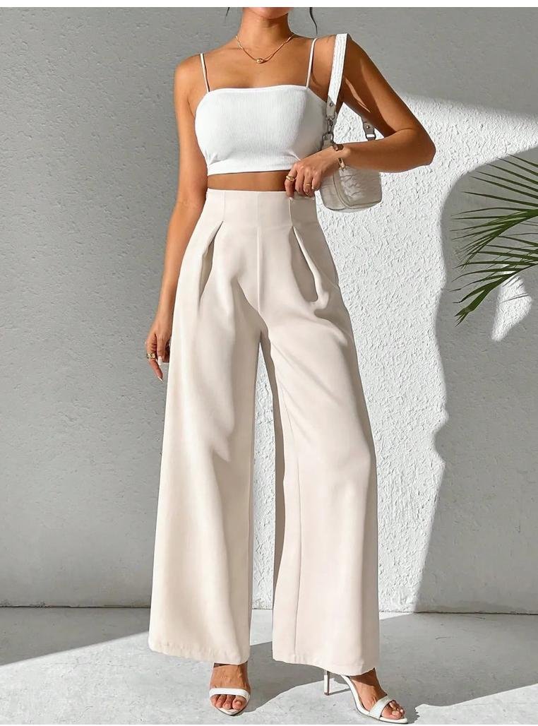 Hose mit weitem Bein und hoher Taille