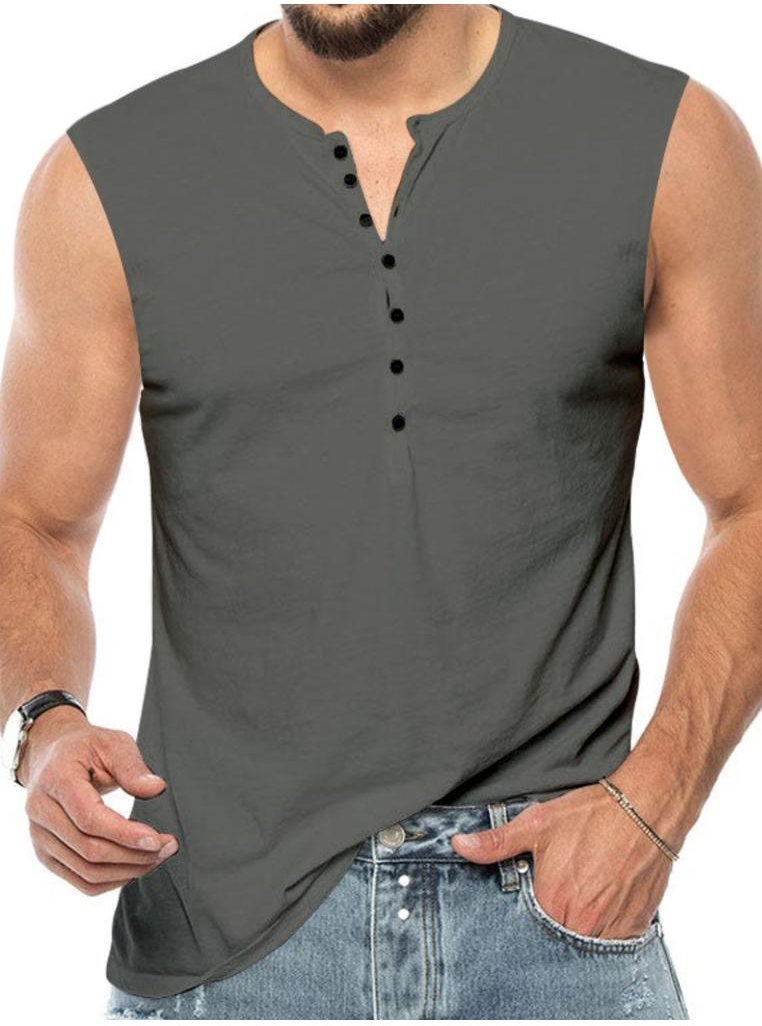 Thumbnail - Herren Tanktop mit Knopfdetail, Plus Size