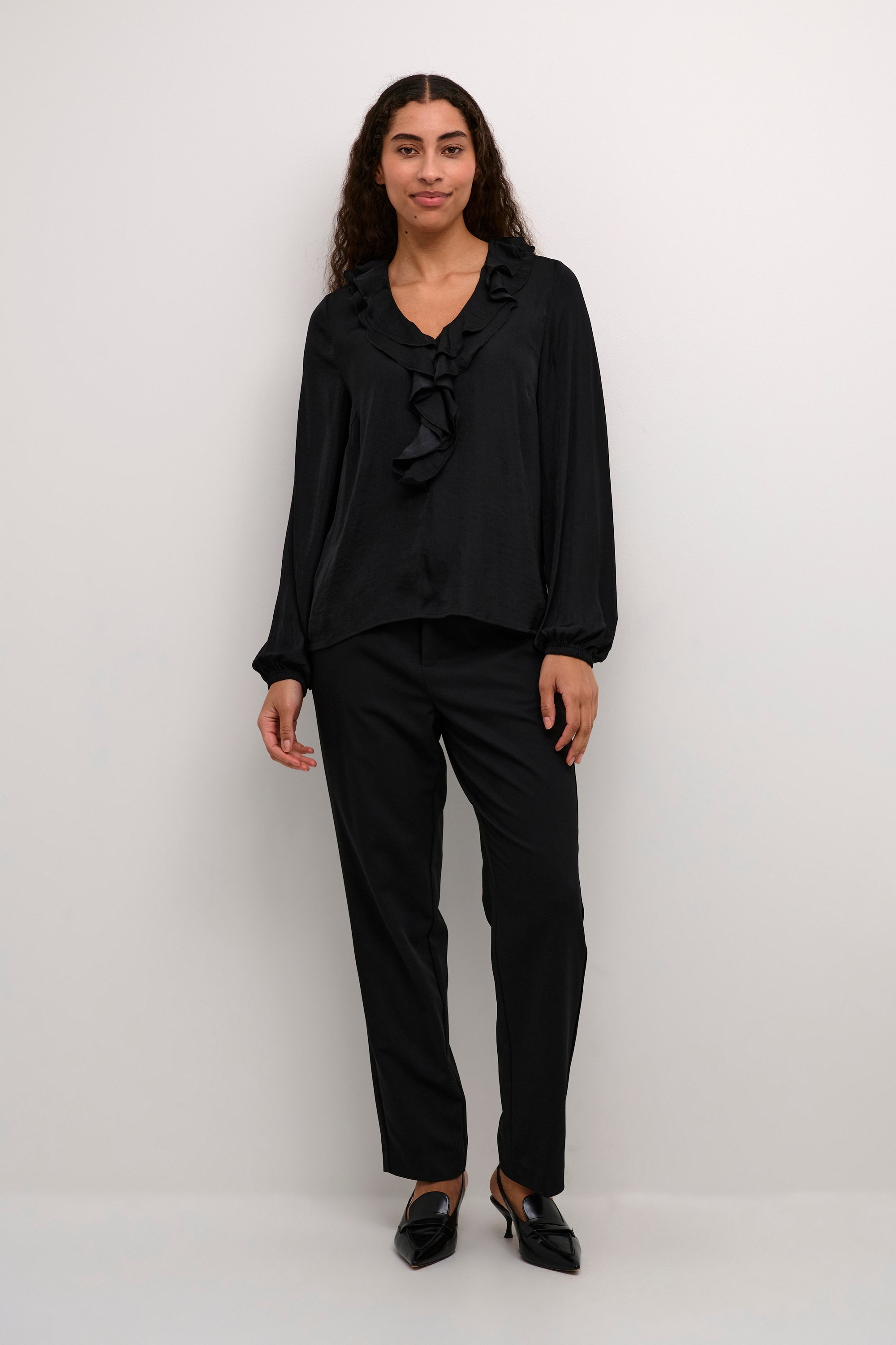 Thumbnail - Langarm-Bluse Regular fit Black