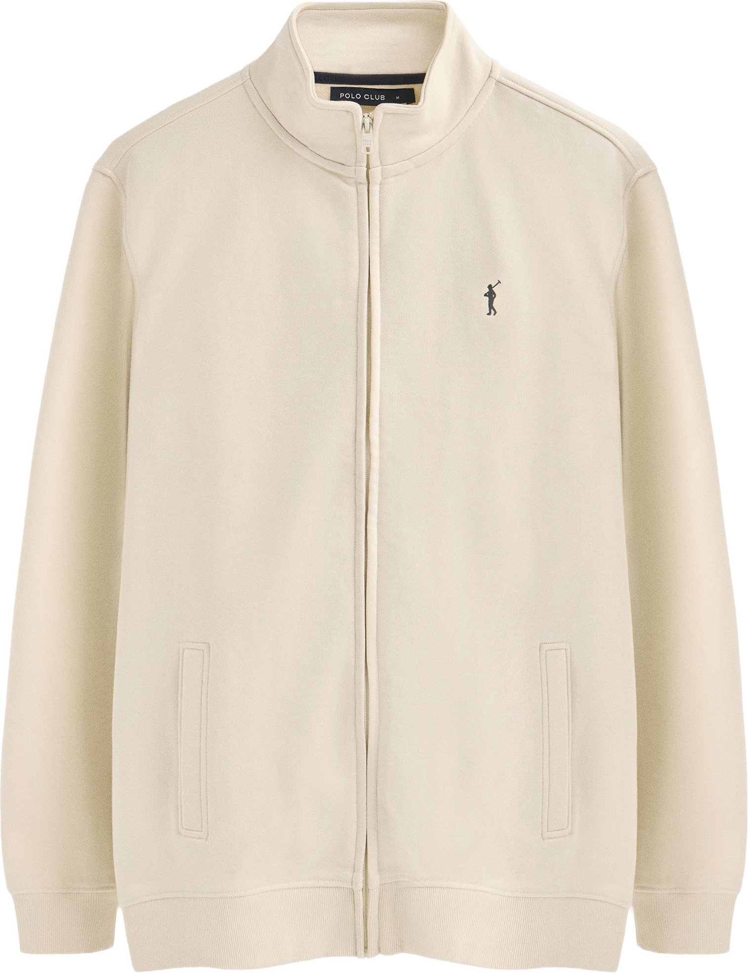 Sweatshirt ecru mit hohem Kragen, Reißverschluss und Rigby Go-Logo