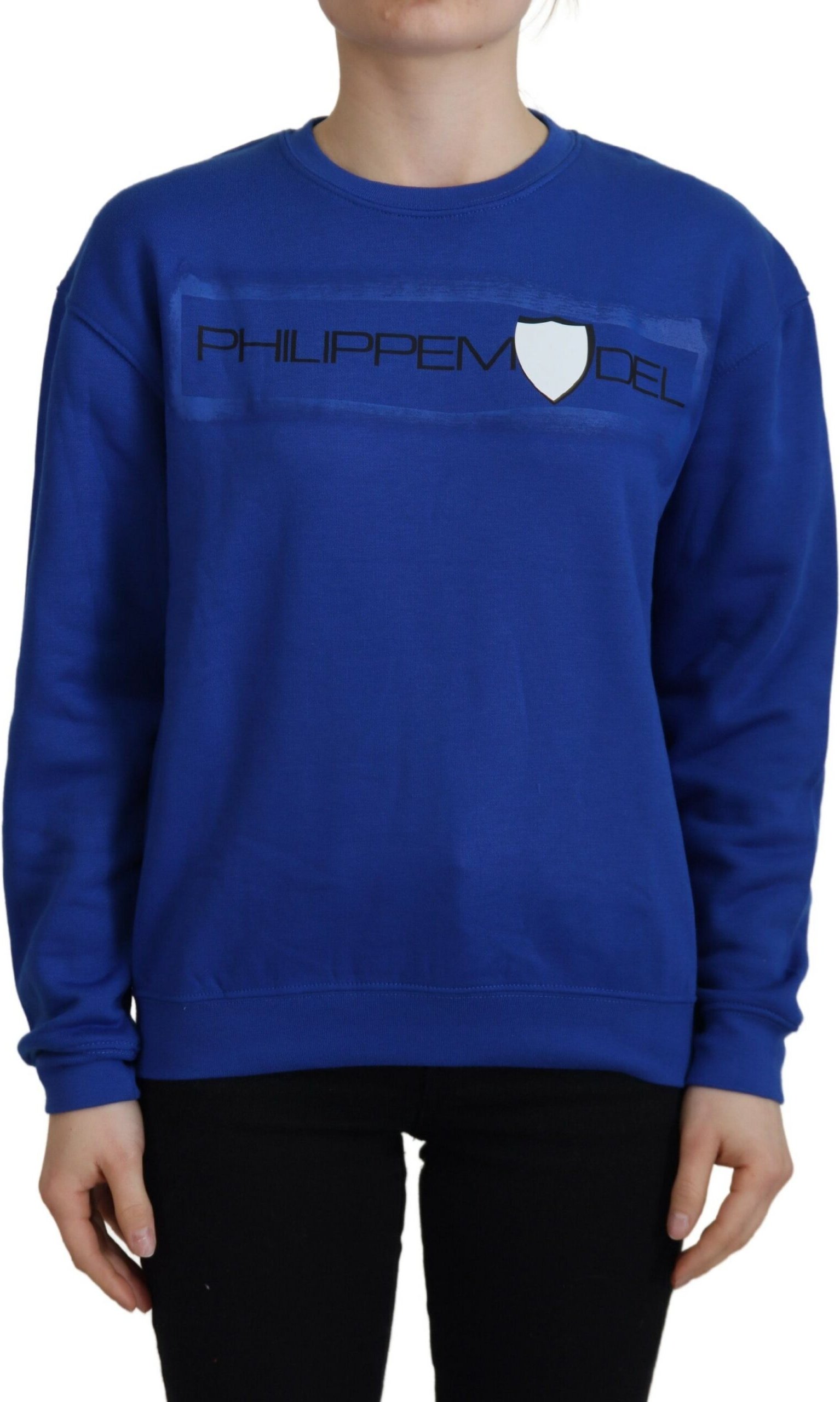 Blaues Sweatshirt mit Rundhalsausschnitt, entspannter Schnitt
