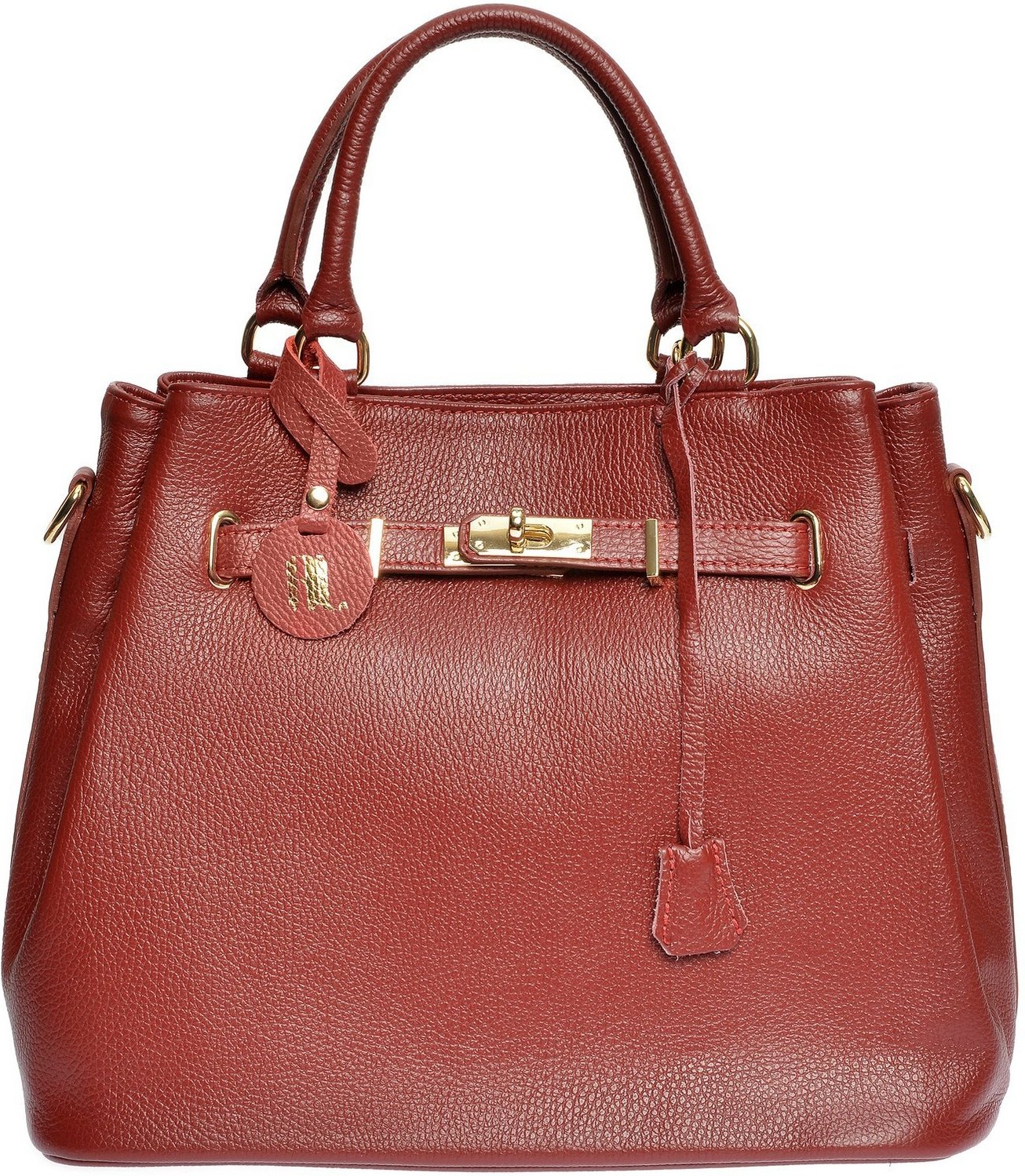 Anna Luchini Rote und Violette Lederhandtasche