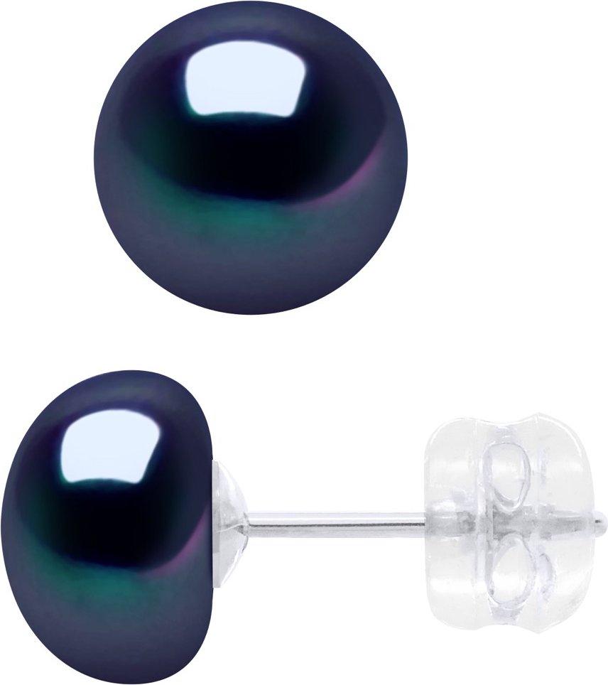 Ohrringe aus Weißgold – echte Süßwasser-Zuchtperlen, Knopf 8–9 mm