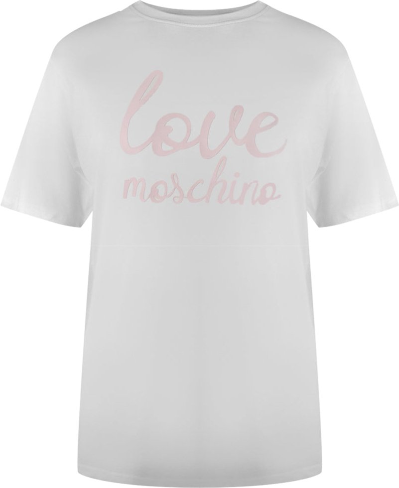 Moschino T-shirt Mit Auffälligem Pinkfarbenem Logo