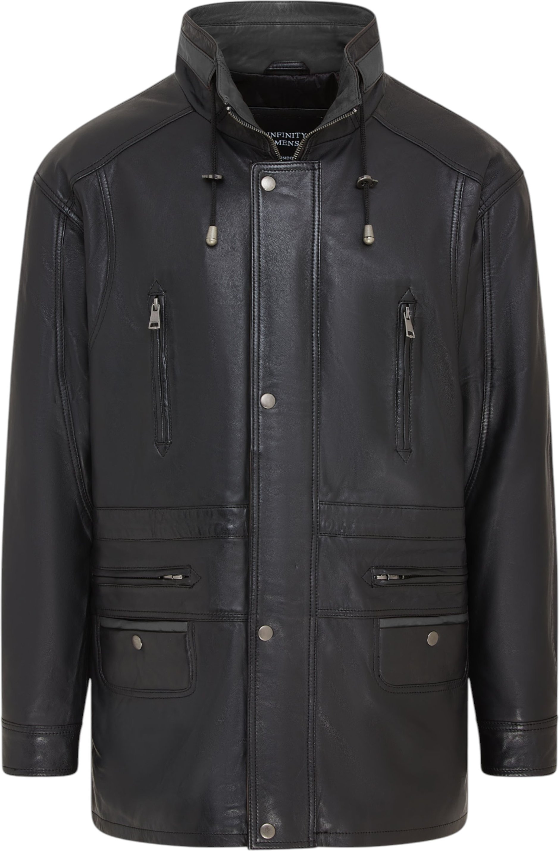 Herren Parka aus weichem italienischem Leder, Schwarz, Winnipeg