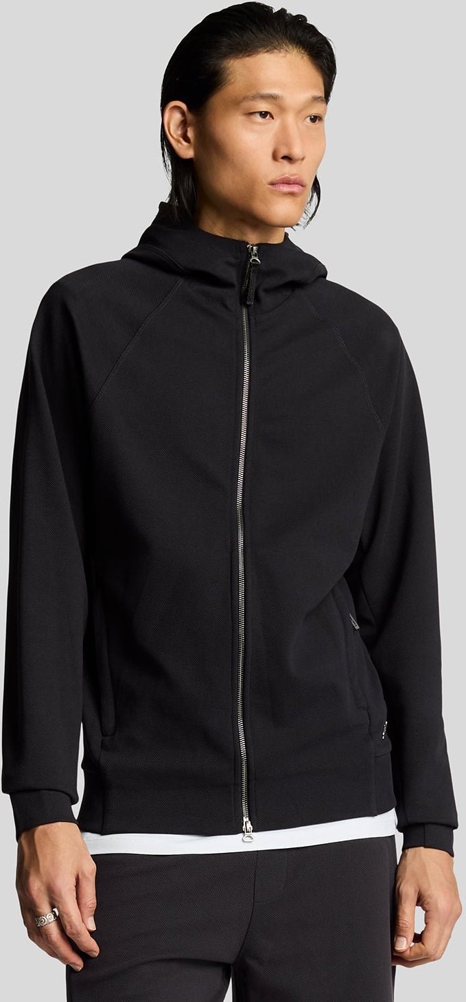 Thumbnail - Lyle & Scott Diagonal Interlock-Kapuzenpullover mit durchgehendem Reißverschluss – Lack