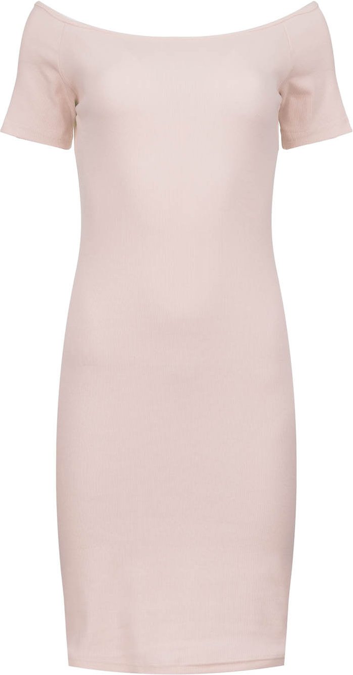 Zartes Blush Rosa Schulterfreies Enges Kleid