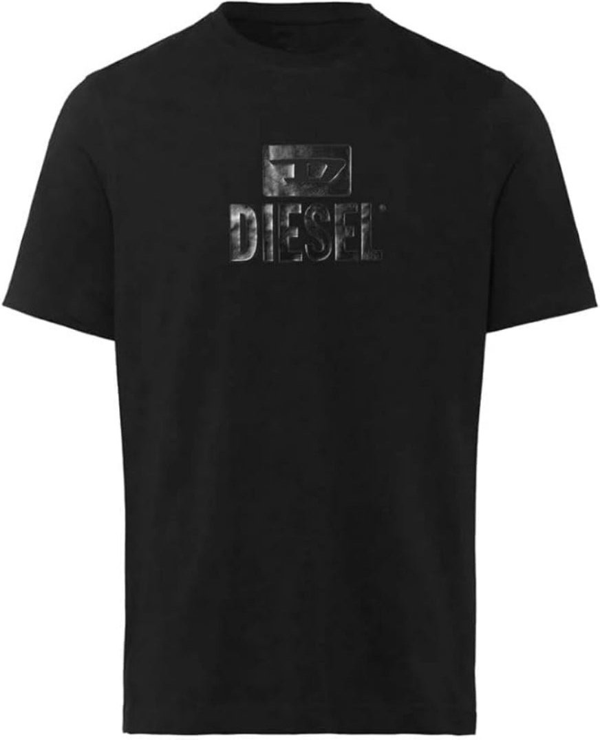 Schwarzes Diesel-T-Shirt mit großem Block-D-Monoton-Logo