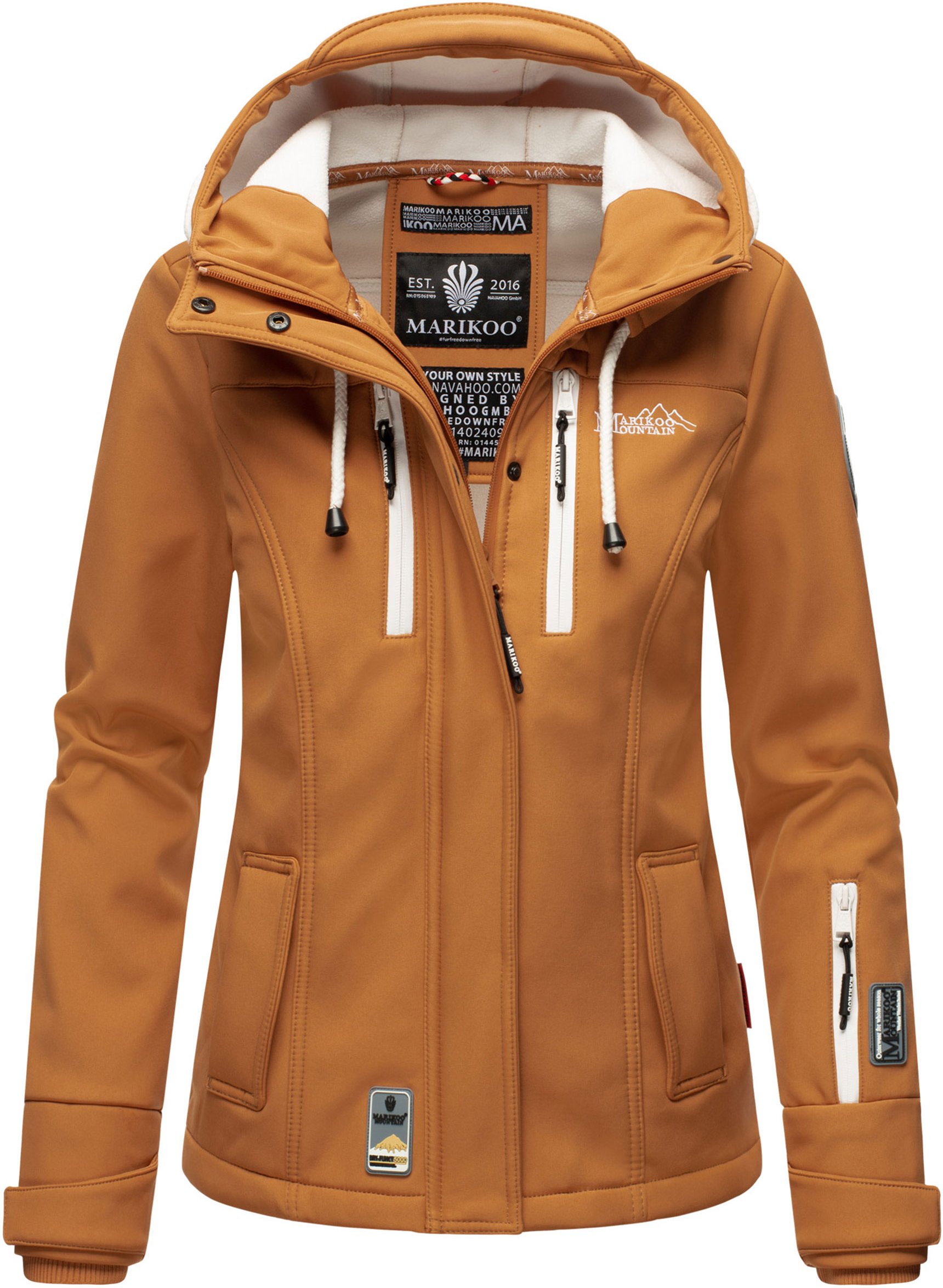 Marikoo Damen Softshelljacke – Kleine Zicke, warm mit Kapuze & Fleecefutter
