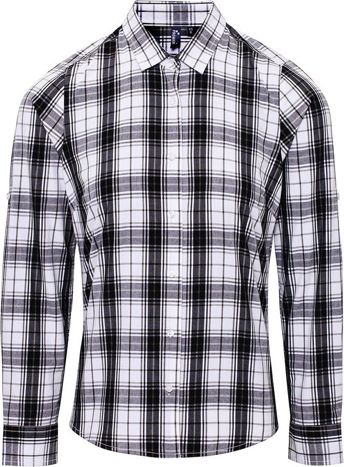 Premier - "Ginmill" Hemd für Damen Langärmlig (Schwarz/Weiß)