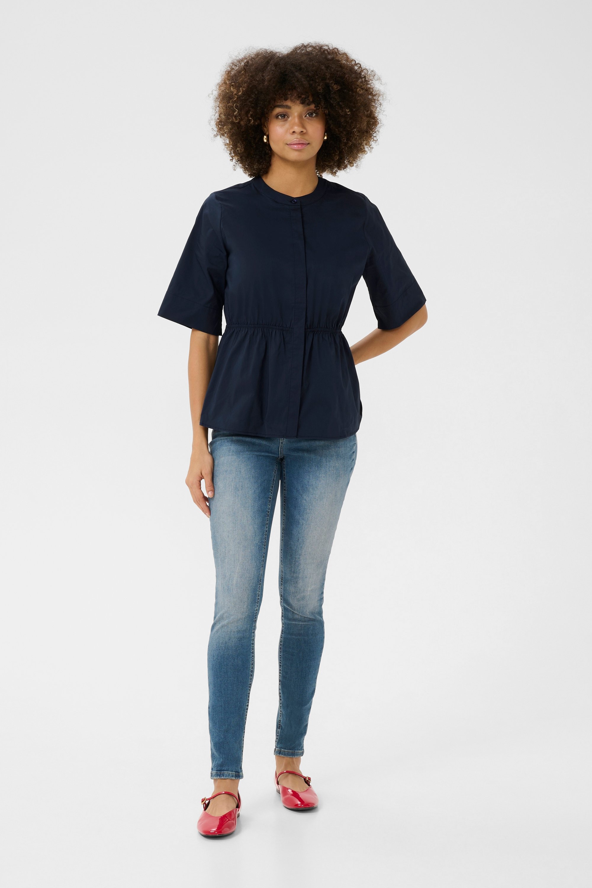 Kurzarmhemd Feminine Blue Iris dark blue