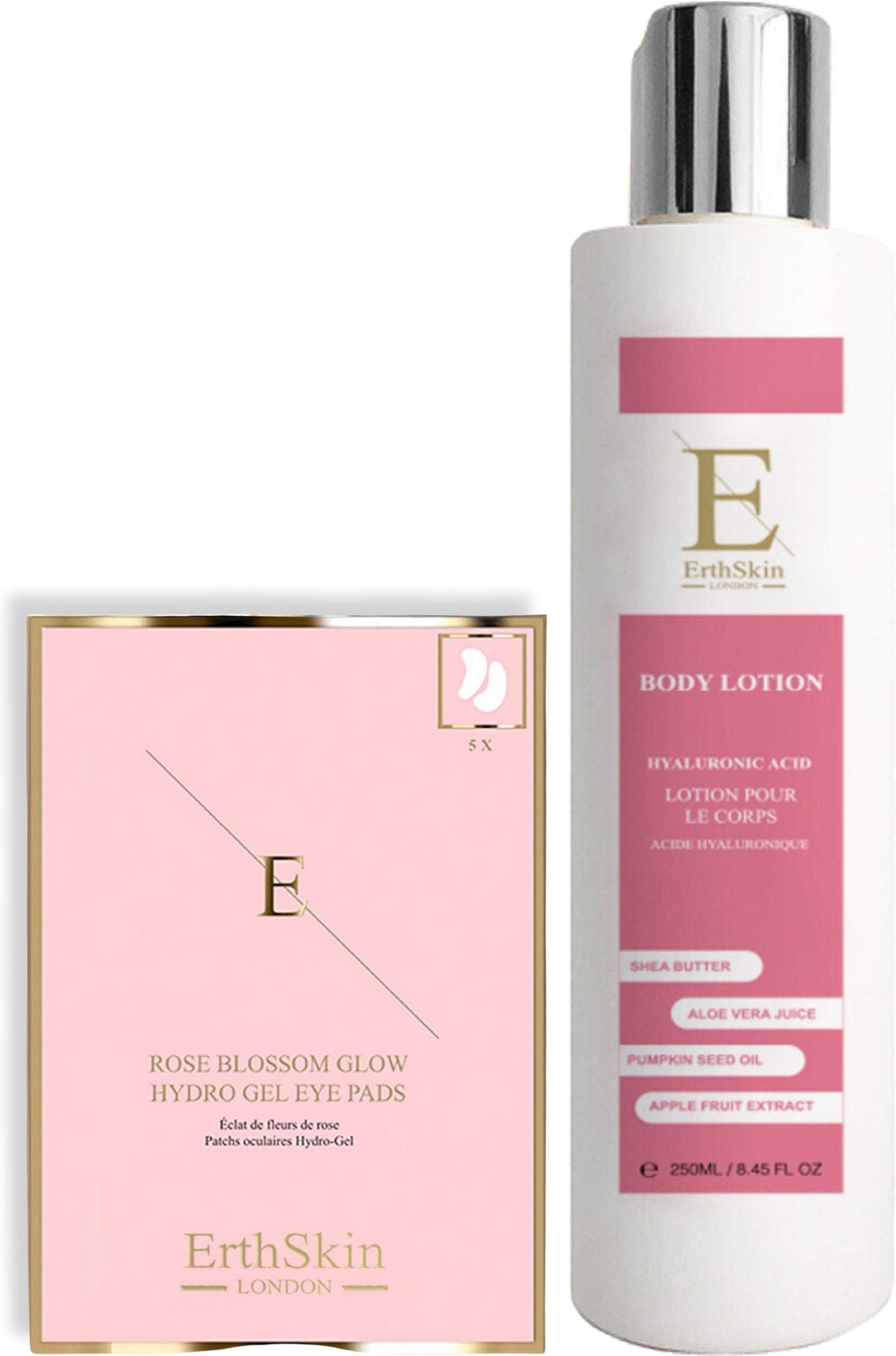 Hyaluronsäure + Kollagen Körperlotion 250ml +Rose Blossom Glow Hydro-Gel Augenpads 5 X 2