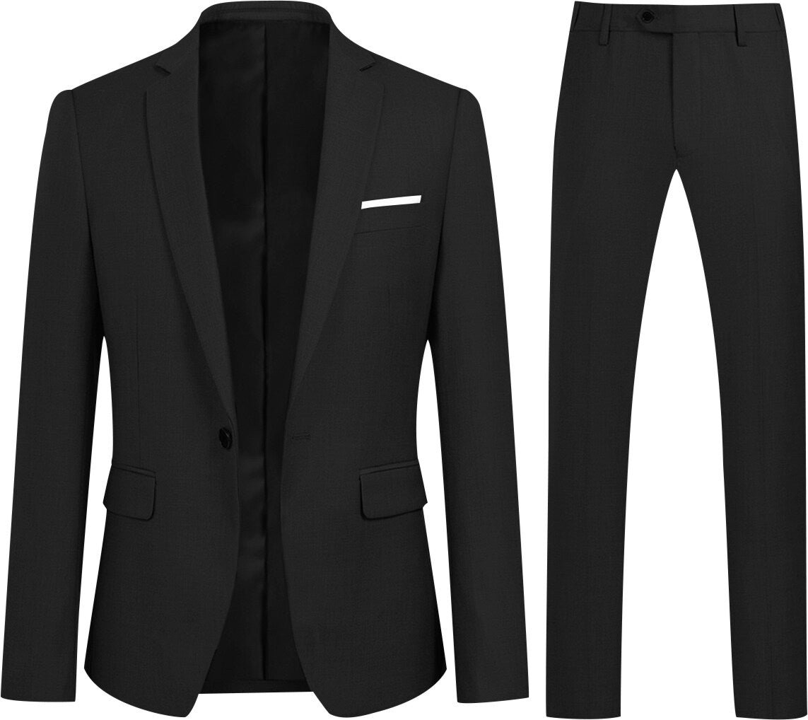 Schwarzer 2-teiliger Slim Fit Anzug im minimalistischen Design