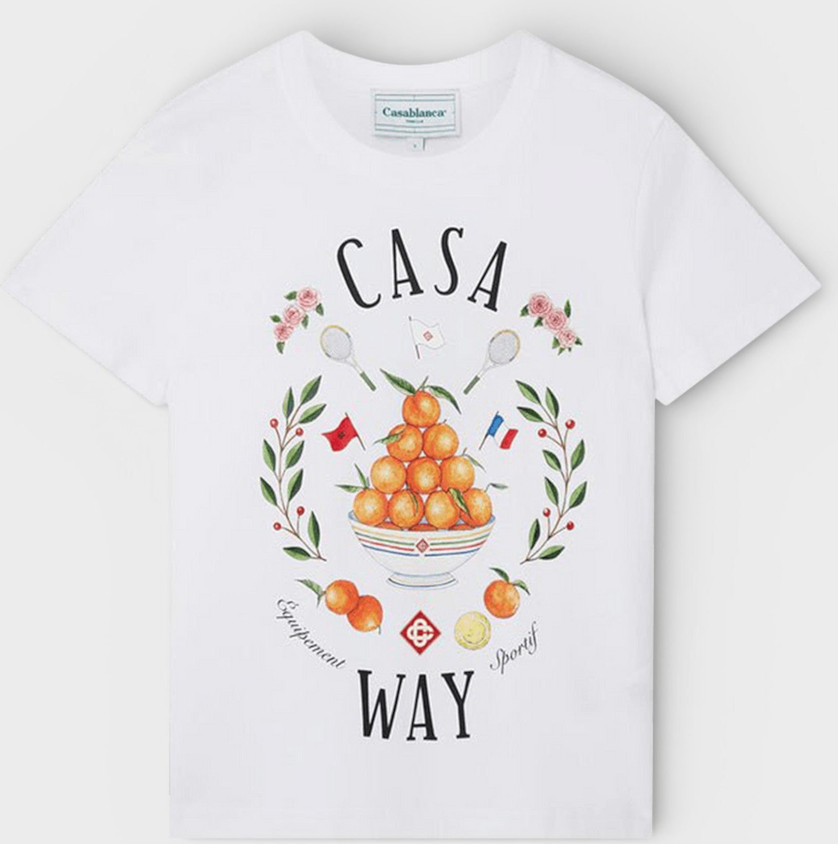 Casablanca Casa Way Damen Bedrucktes Fitted T-Shirt Weiß