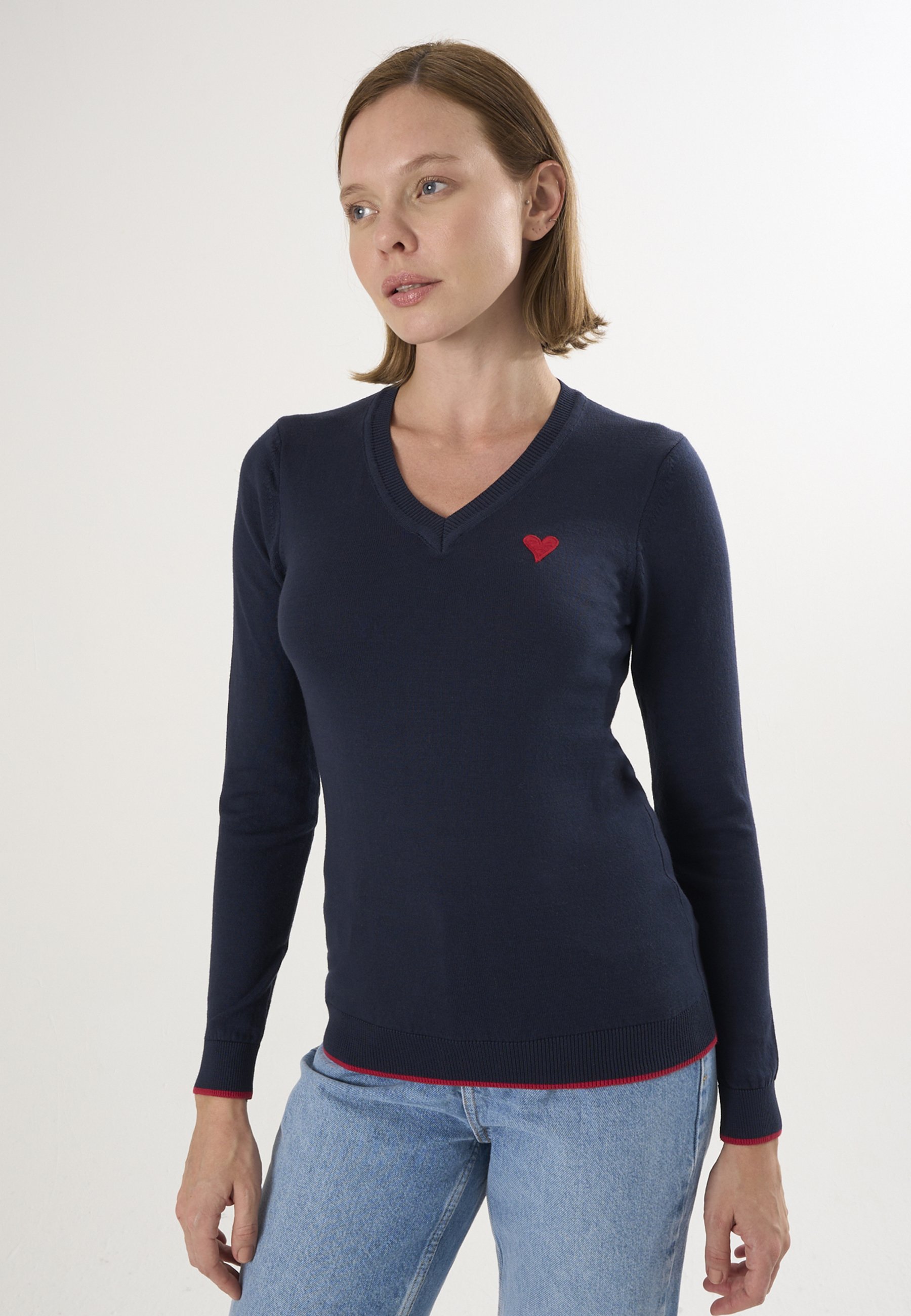 Pullover V-Ausschnitt-Strickpullover