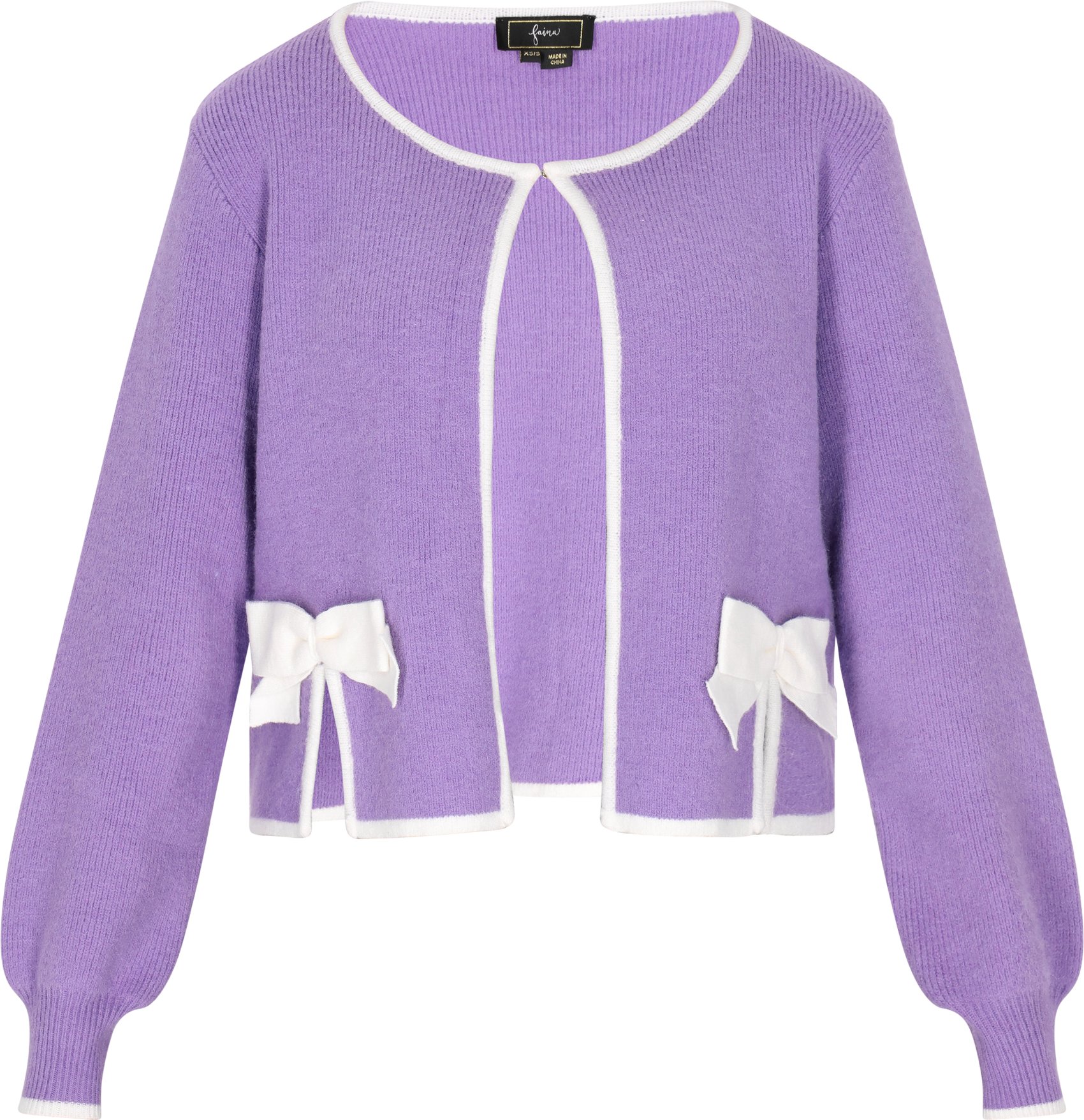 Thumbnail - Faina Strickjacke Damen Lavendel Weiss