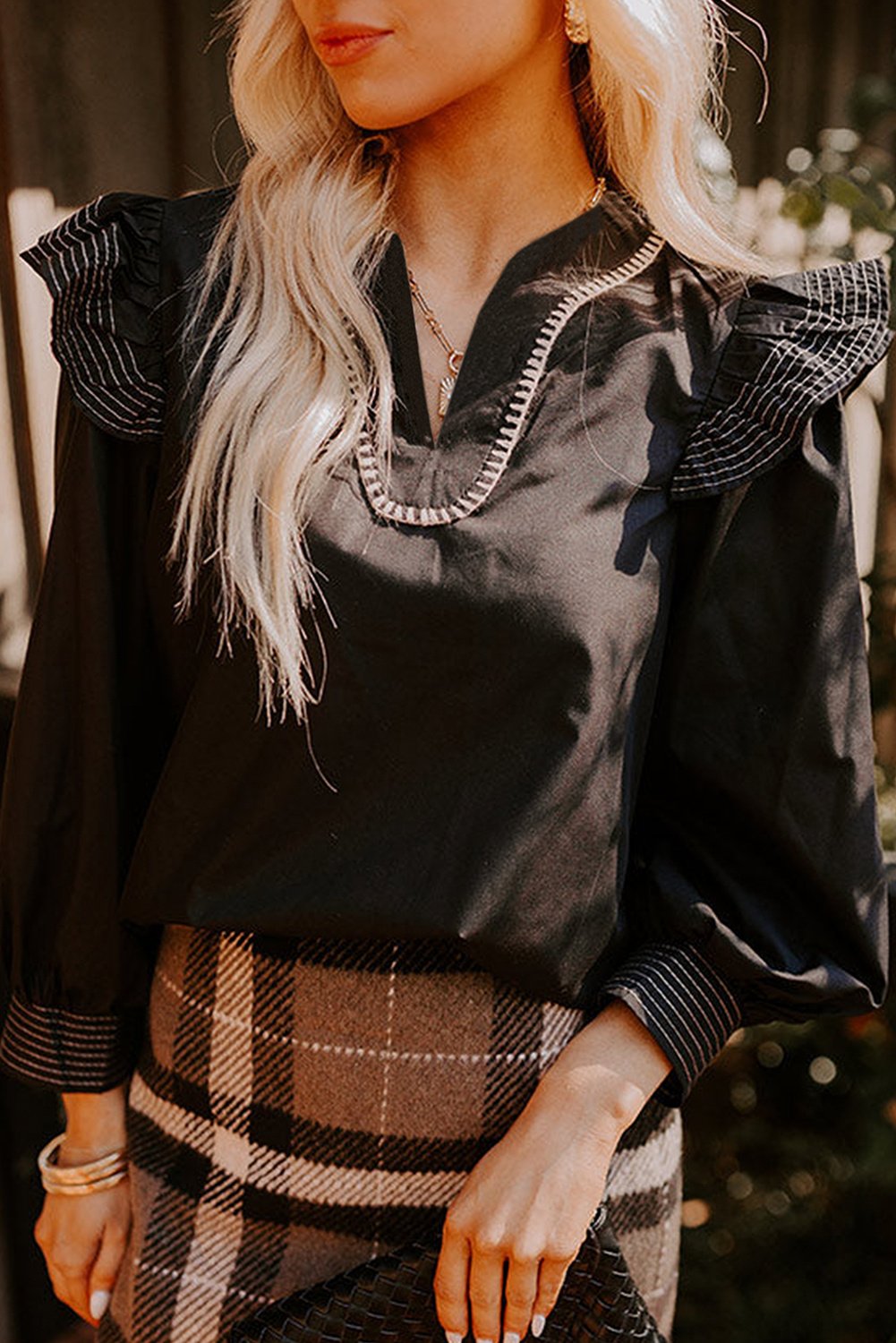 Rüschenshirt mit langen Ärmeln