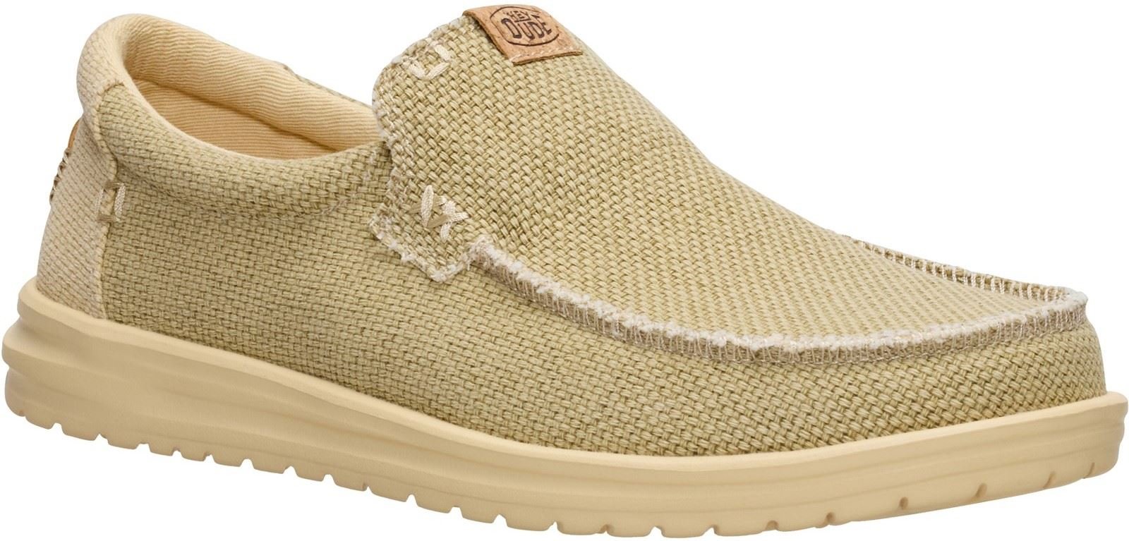 HEYDUDE Mikka Geflochtene Textil Herren Slipper in Olivgrau/Boulder Tan