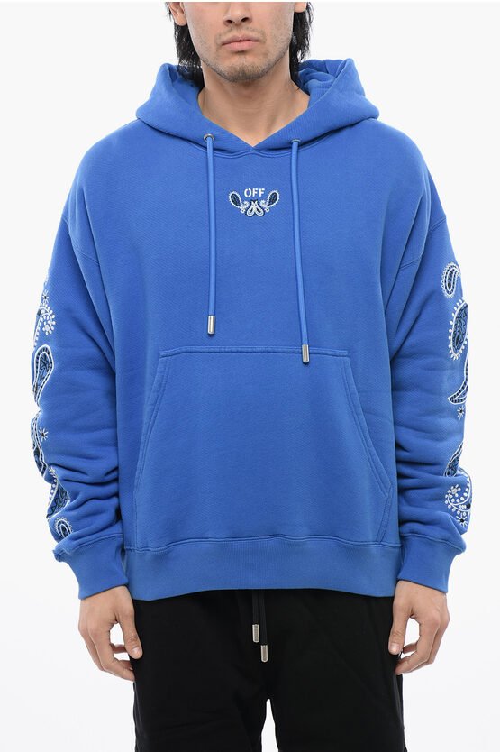 Bestickter BANDANA ARROW Hoodie aus gebürsteter Baumwolle in Blau